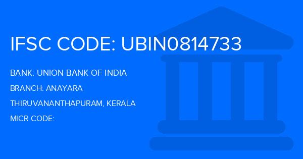 Union Bank Of India (UBI) Anayara Branch IFSC Code