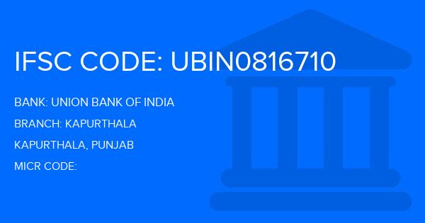 Union Bank Of India (UBI) Kapurthala Branch IFSC Code