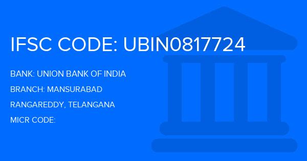 Union Bank Of India (UBI) Mansurabad Branch IFSC Code