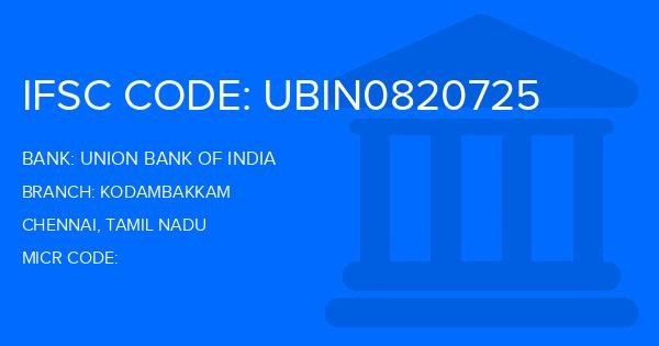 Union Bank Of India (UBI) Kodambakkam Branch IFSC Code