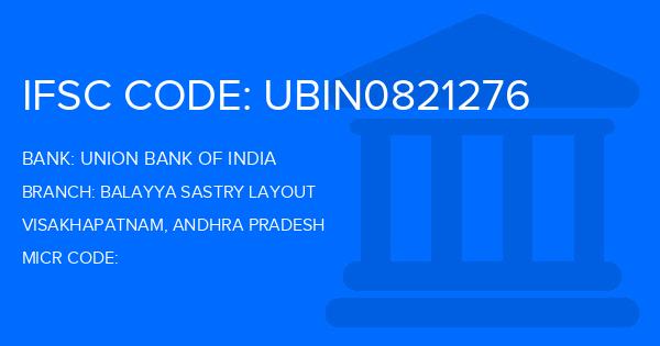 Union Bank Of India (UBI) Balayya Sastry Layout Branch IFSC Code