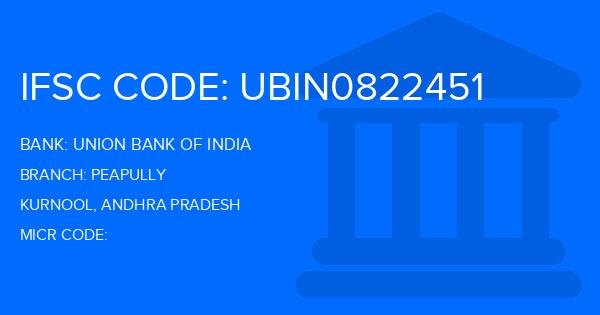 Union Bank Of India (UBI) Peapully Branch IFSC Code