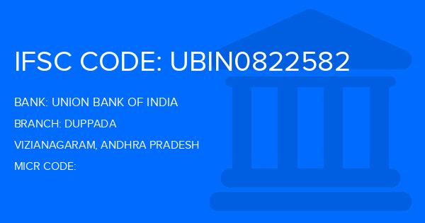 Union Bank Of India (UBI) Duppada Branch IFSC Code