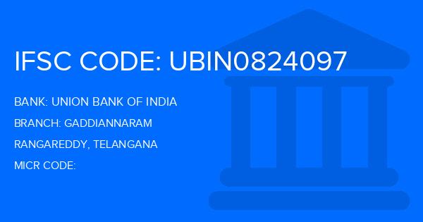 Union Bank Of India (UBI) Gaddiannaram Branch IFSC Code