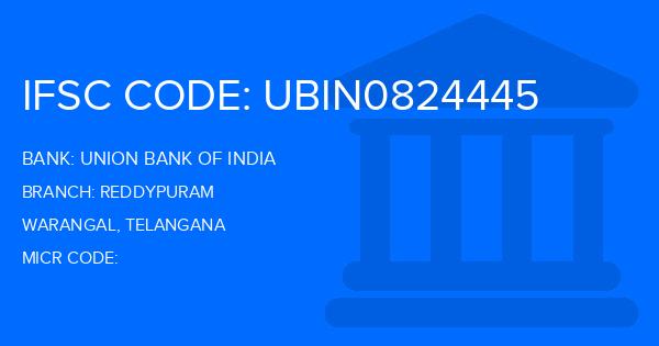 Union Bank Of India (UBI) Reddypuram Branch IFSC Code
