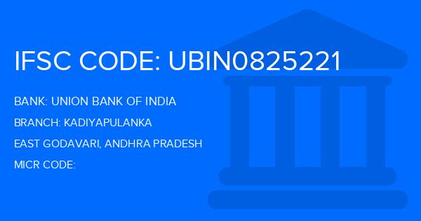 Union Bank Of India (UBI) Kadiyapulanka Branch IFSC Code