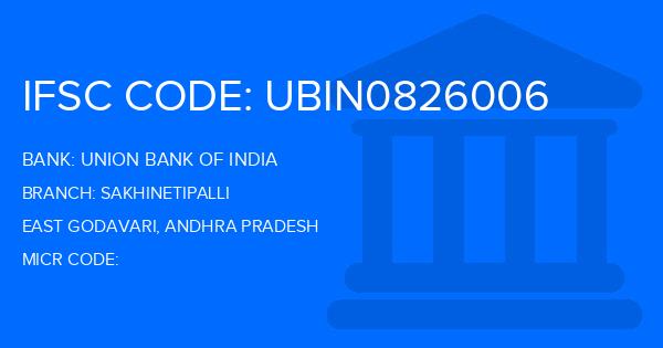 Union Bank Of India (UBI) Sakhinetipalli Branch IFSC Code