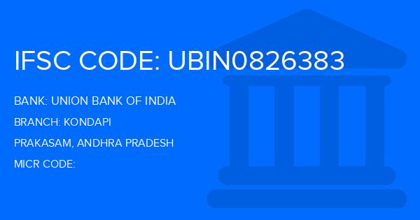 Union Bank Of India (UBI) Kondapi Branch IFSC Code