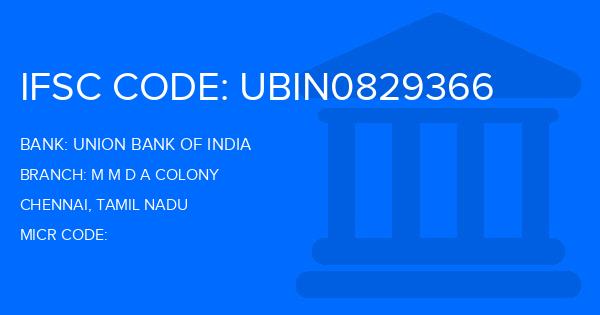 Union Bank Of India (UBI) M M D A Colony Branch IFSC Code