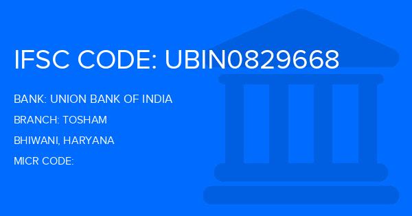 Union Bank Of India (UBI) Tosham Branch IFSC Code