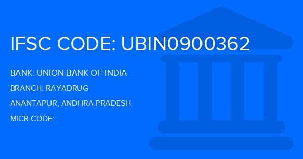 Union Bank Of India (UBI) Rayadrug Branch IFSC Code
