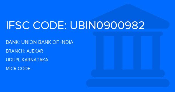 Union Bank Of India (UBI) Ajekar Branch IFSC Code