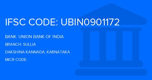 Union Bank Of India (UBI) Sullia Branch IFSC Code