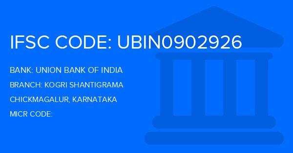 Union Bank Of India (UBI) Kogri Shantigrama Branch IFSC Code