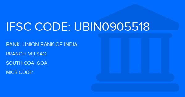 Union Bank Of India (UBI) Velsao Branch IFSC Code