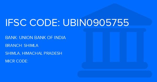 Union Bank Of India (UBI) Shimla Branch IFSC Code
