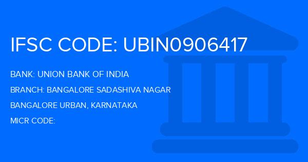 Union Bank Of India (UBI) Bangalore Sadashiva Nagar Branch IFSC Code