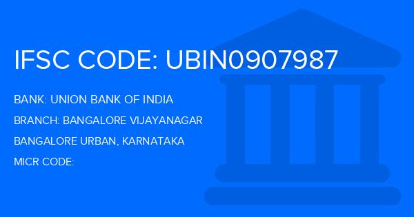 Union Bank Of India (UBI) Bangalore Vijayanagar Branch IFSC Code