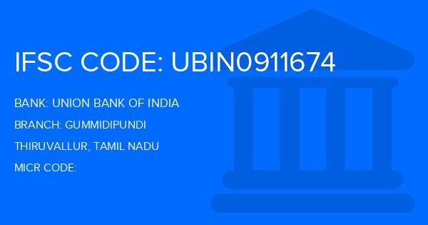 Union Bank Of India (UBI) Gummidipundi Branch IFSC Code