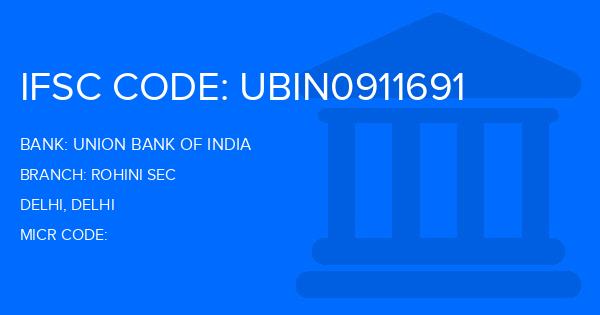 Union Bank Of India (UBI) Rohini Sec  Branch IFSC Code