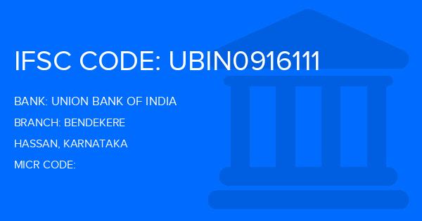 Union Bank Of India (UBI) Bendekere Branch IFSC Code