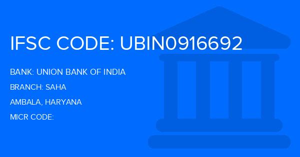 Union Bank Of India (UBI) Saha Branch IFSC Code