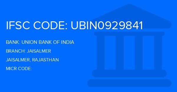 Union Bank Of India (UBI) Jaisalmer Branch IFSC Code