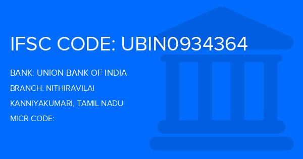 Union Bank Of India (UBI) Nithiravilai Branch IFSC Code