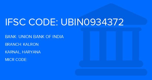 Union Bank Of India (UBI) Kalron Branch IFSC Code