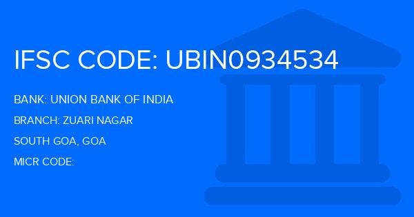 Union Bank Of India (UBI) Zuari Nagar Branch IFSC Code