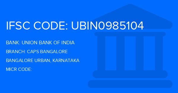 Union Bank Of India (UBI) Caps Bangalore Branch IFSC Code