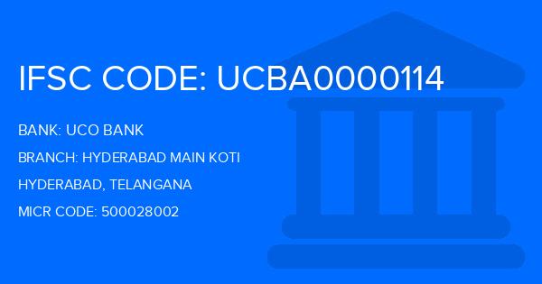 Uco Bank Hyderabad Main Koti Branch IFSC Code