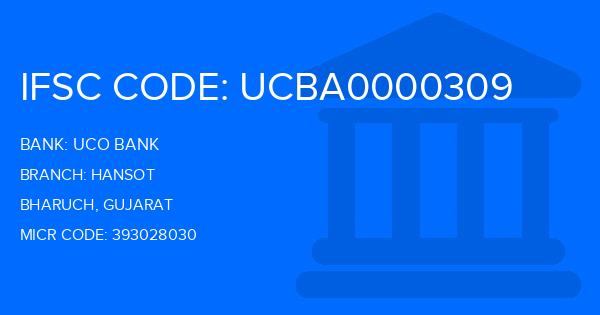 Uco Bank Hansot Branch IFSC Code