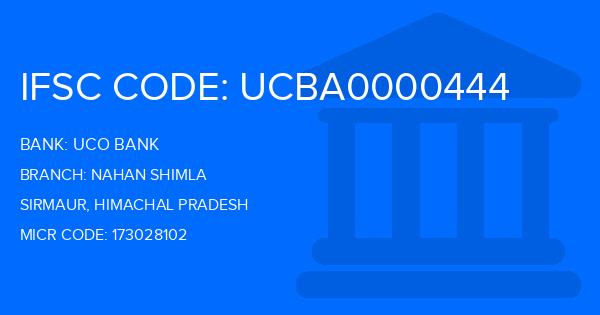 Uco Bank Nahan Shimla Branch IFSC Code