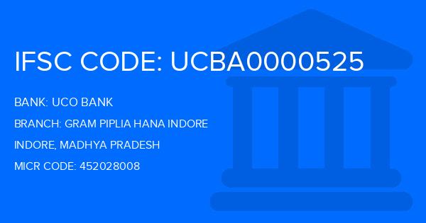Uco Bank Gram Piplia Hana Indore Branch IFSC Code