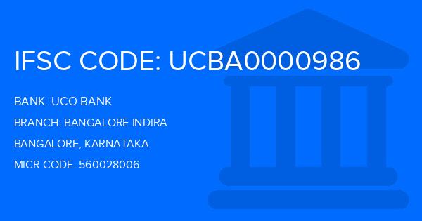 Uco Bank Bangalore Indira Branch IFSC Code
