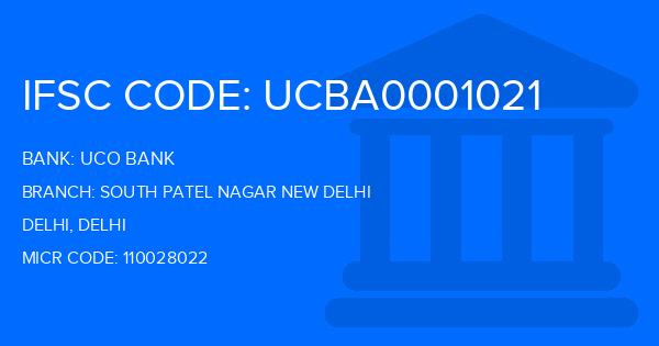 Uco Bank South Patel Nagar New Delhi Branch IFSC Code