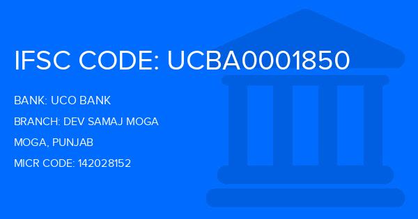 Uco Bank Dev Samaj Moga Branch IFSC Code