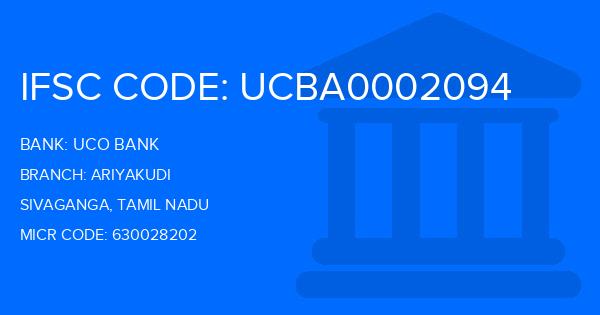 Uco Bank Ariyakudi Branch IFSC Code