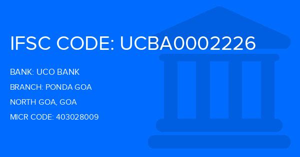 Uco Bank Ponda Goa Branch IFSC Code