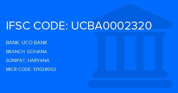 Uco Bank Gohana Branch IFSC Code