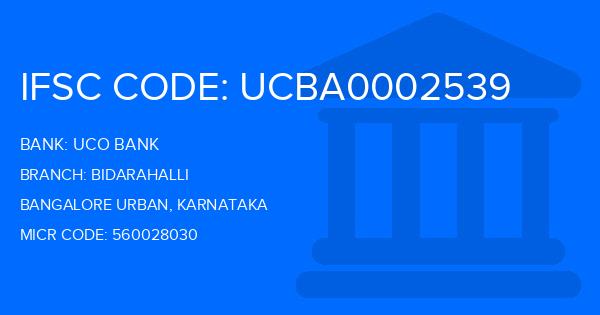 Uco Bank Bidarahalli Branch IFSC Code