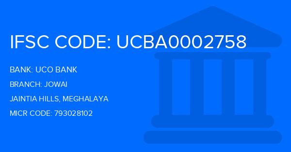 Uco Bank Jowai Branch IFSC Code