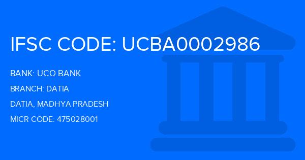 Uco Bank Datia Branch IFSC Code