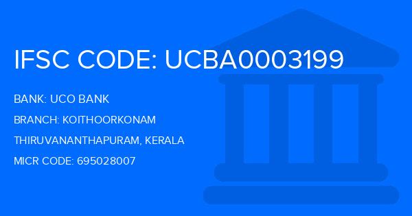 Uco Bank Koithoorkonam Branch IFSC Code