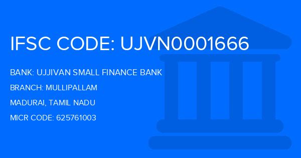 Ujjivan Small Finance Bank Mullipallam Branch IFSC Code