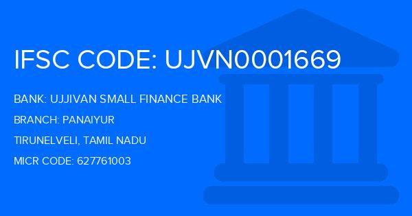 Ujjivan Small Finance Bank Panaiyur Branch IFSC Code