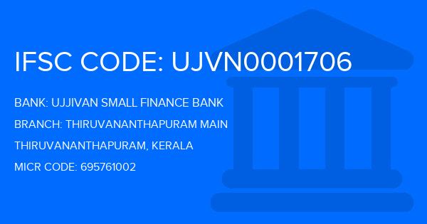 Ujjivan Small Finance Bank Thiruvananthapuram Main Branch IFSC Code