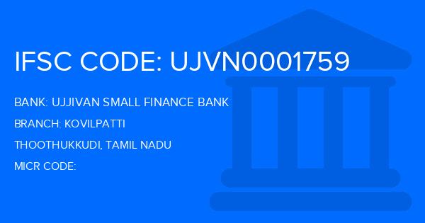 Ujjivan Small Finance Bank Kovilpatti Branch IFSC Code
