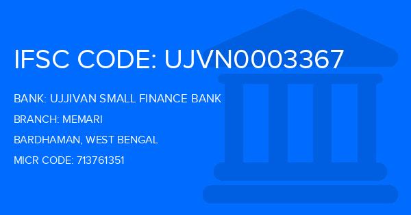 Ujjivan Small Finance Bank Memari Branch IFSC Code